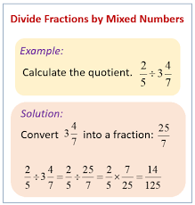 Dividing Fractions And Mixed Numbers