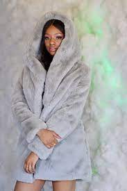 Women S Short Faux Fur Hooded Coat In