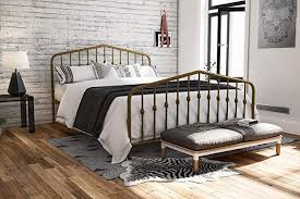 These beds offer several advantages: Amazon Com Novogratz 4176239n Bushwick Metal Bed Queen Gold Gateway Bedroom Frames Upholstered Platform Bed Platform Bed Frame