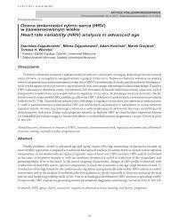 PDF) Ocena zmienności rytmu serca (HRV) w zaawansowanym wieku Heart rate  variability (HRV) analysis in advanced age