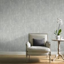 Grandeco Fabric Tree Silver Wallpaper