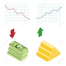 Graph Chart Stock Market Rising And Falling Price Gold Bar Dollar