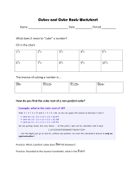 Cubes And Cube Roots Worksheet Math Clix