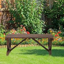 Outsunny Wooden Wheel Bench Rustic