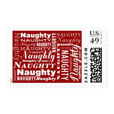 Naughty Christmas Postage Stamp Custom Color Zazzle Com