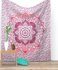 Pink Indian Mandala Tapestry Bedspread