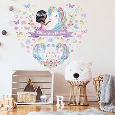4 Sheet Large Unicorn Wall Decals For
