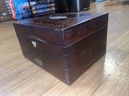 antique 19c wooden jewelry box jj