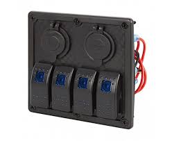 Led Rocker Switch Panel With 12v Accessory Plug Adapter Socket And Dual Usb Port 4 Position Waterproof Dc Distribution Panel 12 Vdc 24 Amps Super Bright Leds