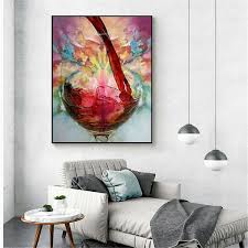 abstract red wine gl oil painting