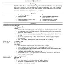 Example Of A Server Resume Restaurant Server Resume Examples This Is