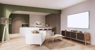 minimalist green living room muji style