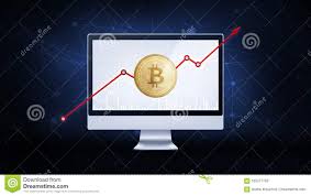 Gold Bitcoin Coin With Bull Stock Chart Stock Illustration
