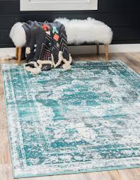 turquoise white rug 5 foot x 8 foot