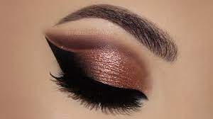 copper cut crease glitter makeup