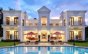 Architecture Design. The Best Building Of The Really Big Houses With The  Luxury Architecture: The Luxury Design Of The Big Huse With The Beautiful  Building Of The House Also The White Wall gambar png