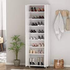 white wood 2 door shoe storage cabinet