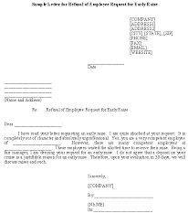 Sample Letter For Refusal Of Employee Request For Early Raise Template