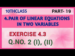 10thclass Pair Of Linear Equations In