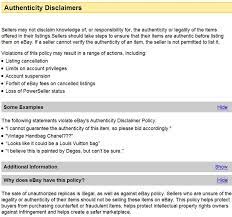 ebay policy authenticity disclaimers