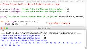 Already in the simplest form. Python Program To Print Natural Numbers From 1 To N