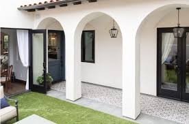 Patio With Black And White Cement Tiles