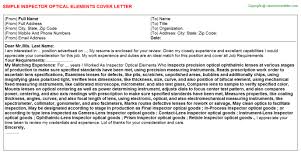 Inspector Optical Elements Job Cover Letter