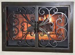 Hand Forged Iron Fireplace Doors Fd006