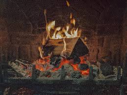 Burning Fireplace Metal Pattern Grid