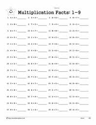 multiplication facts 1 9 worksheets