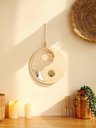 Yin Yang Decorative Mirror Boho Wood