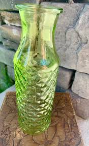 Vintage Green Glass Vase Decanter Jar