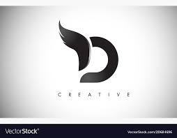 D Letter Wings Logo Design With Black Bird Fly