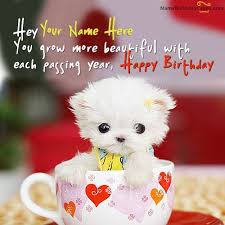 If you like the image happy birthday, funny dog, cake and other photos and images on this site, please share with friends. Cute Puppy Birthday Wish With Name