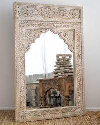 Wooden Indian Carving Mirror Indian