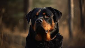 rottweiler in the woods background