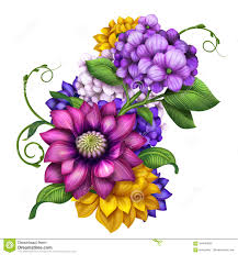 Assorted Colorful Autumn Flowers Clip Art Illustration Stock