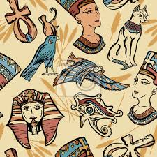 Fototapeta Starověké Egypt Ročník Bezešvé Vzor Staré Tetování školy