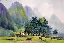 Chinese Painting Mountains Trees