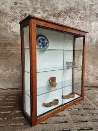antique oak display wall cabinet for
