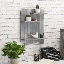 Vintage Gray Wood Staggered Shelves