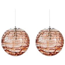 Exeptional Pair Of Pink Murano Glass Pendant Lights Venini Style 1960s At 1stdibs