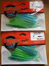 2 bags lunker city fin s minnow 3 blue