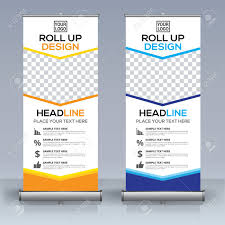 Roll Up Banner Design Template Vertical Abstract Background