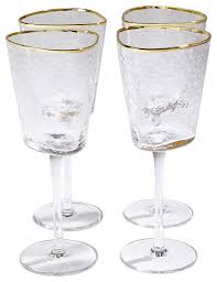 Elegant Hammered Art Wine Glass Set Of