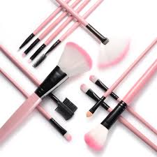 zodaca 12pcs makeup brushes set 12 count powder foundation eyeshadow eyeliner blush contouring blending brush kit with pink storage case bag