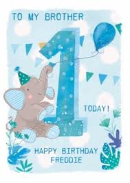 (263) make them feel especially loved by sending them one of our personalised 1st birthday cards. Party Elephant 1st Birthday Card For Brother Moonpig