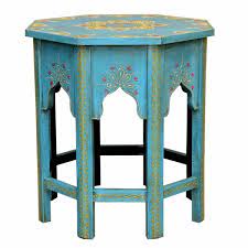 Oriental Side Table Saada Blue M Casa