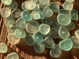 Drilled Glass Beads Light Seafoam Green