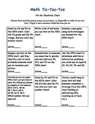 Tic Tac Toe Choice Activity For The Hundreds Chart